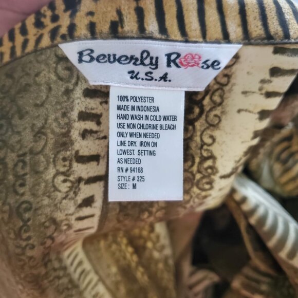 vintage! silky earthy tribal print long button down - Picture 5 of 5